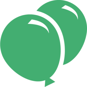 icon representing events, consisting of two green balloons.