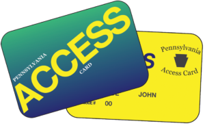A digital rendering of the Pennsylvania EBT and Medicaid ACCESS cards.