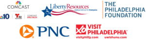 Sponsorship Logo Block Reads: Comcast, Liberty resources, The Philadelphia foundation, PNC bank and Visit Philadelphia